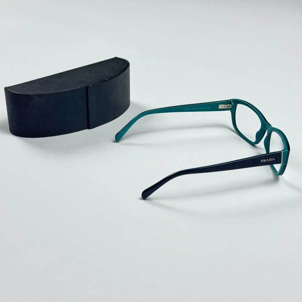 Prada Eyeglass Frames Women 52-18 VPR 18O Black Green Acetate RX Case